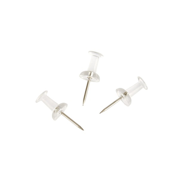 slide 1 of 1, Office Depot Brand Pushpins, Standard, 9/10'', Clear, Pack Of 50, 50 ct
