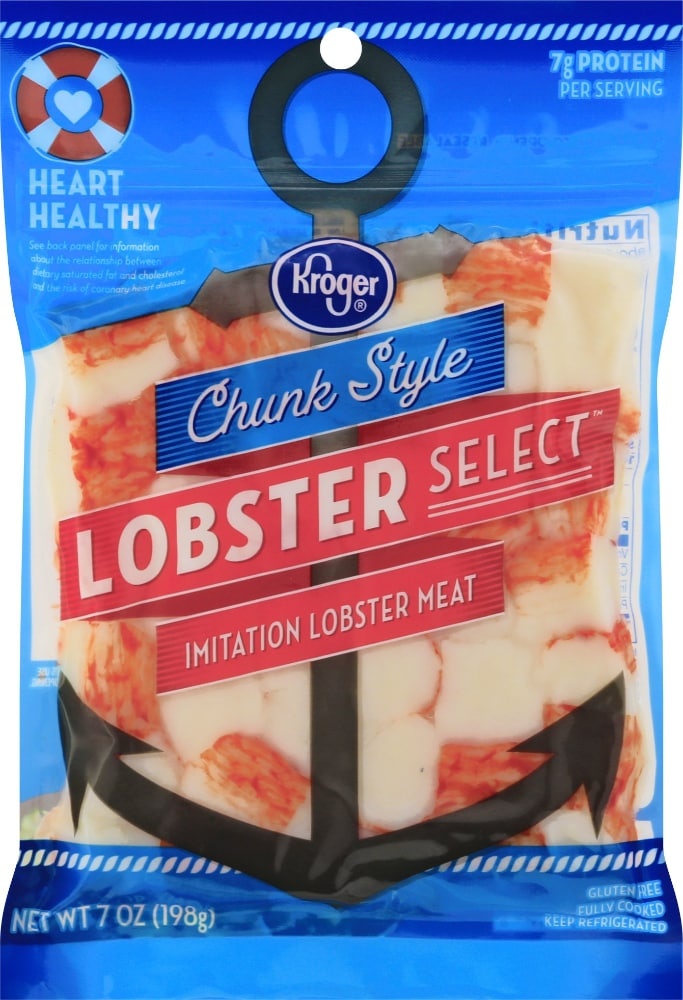 slide 1 of 1, Kroger Lobster Select Chunk Style Imitation Lobster Meat, 7 oz