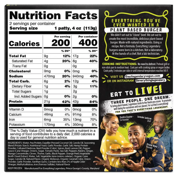 slide 2 of 4, Everything Legendary Burger Original Plant Based, 8 oz