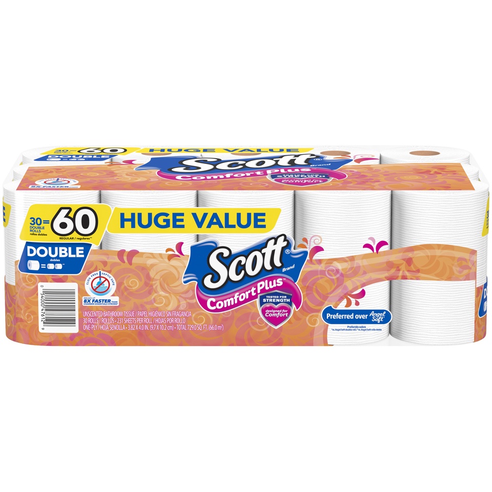 slide 1 of 3, Scott Extra Soft 30 Double Roll Bath Tissue, 30 ct