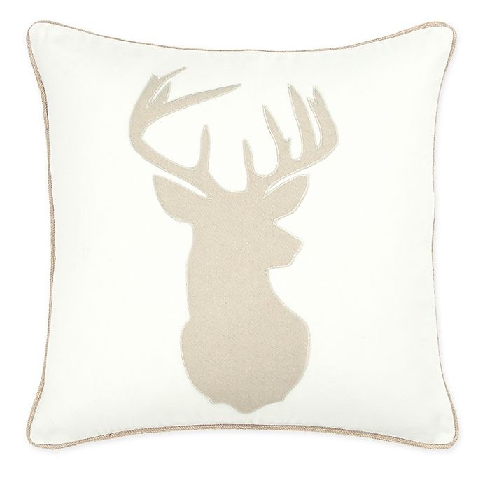 slide 1 of 5, Rizzy Home Deer Head Square Throw Pillow - Cream, 1 ct