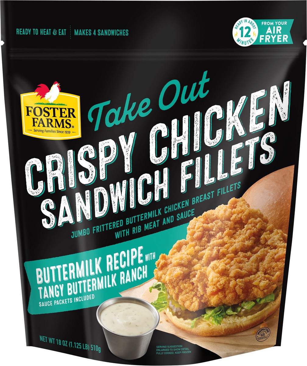 slide 2 of 2, Foster Farms Buttermilk Recipe Take Out Crispy Chicken Sandwich Fillets with Tangy Buttermilk Ranch, 16 oz