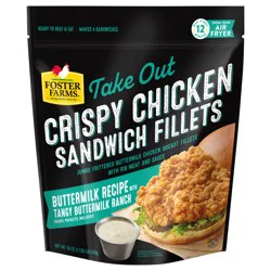 Foster Farms Buttermilk Recipe Take Out Crispy Chicken Sandwich Fillets with Tangy Buttermilk Ranch