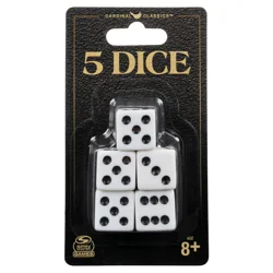 Spin Master Games, Cardinal Classics, 5 Dice, White Replacement Dice for Board Games and Card Games, 5-pack Set