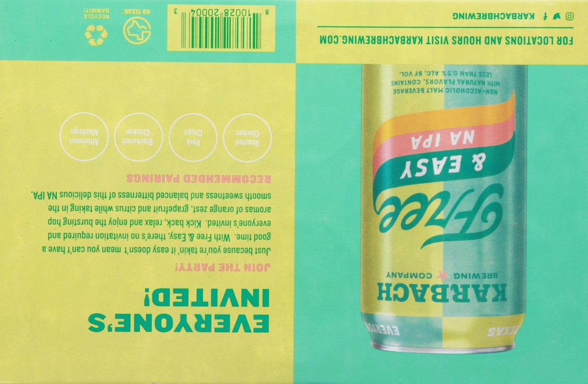 slide 9 of 9, Karbach Brewing Company Free & Easy NA IPA Beer 6-12 fl oz Cans, 6 ct; 12 fl oz