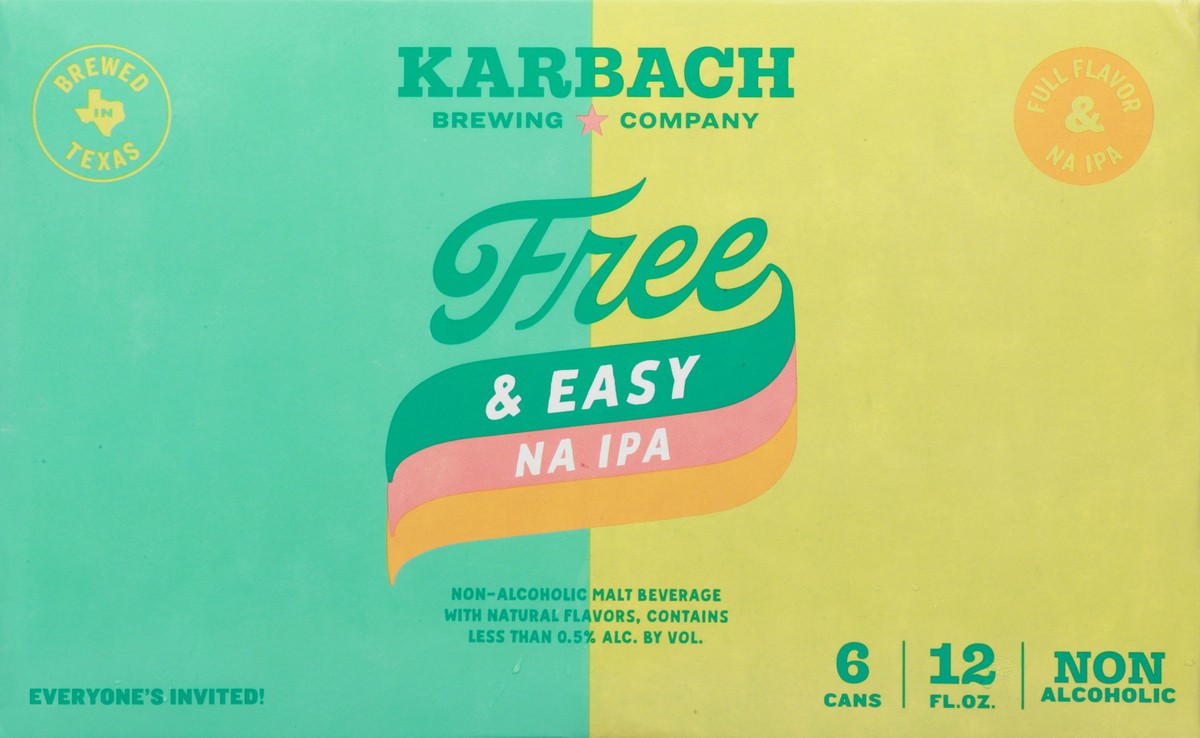 slide 2 of 9, Karbach Brewing Company Free & Easy NA IPA Beer 6-12 fl oz Cans, 6 ct; 12 fl oz