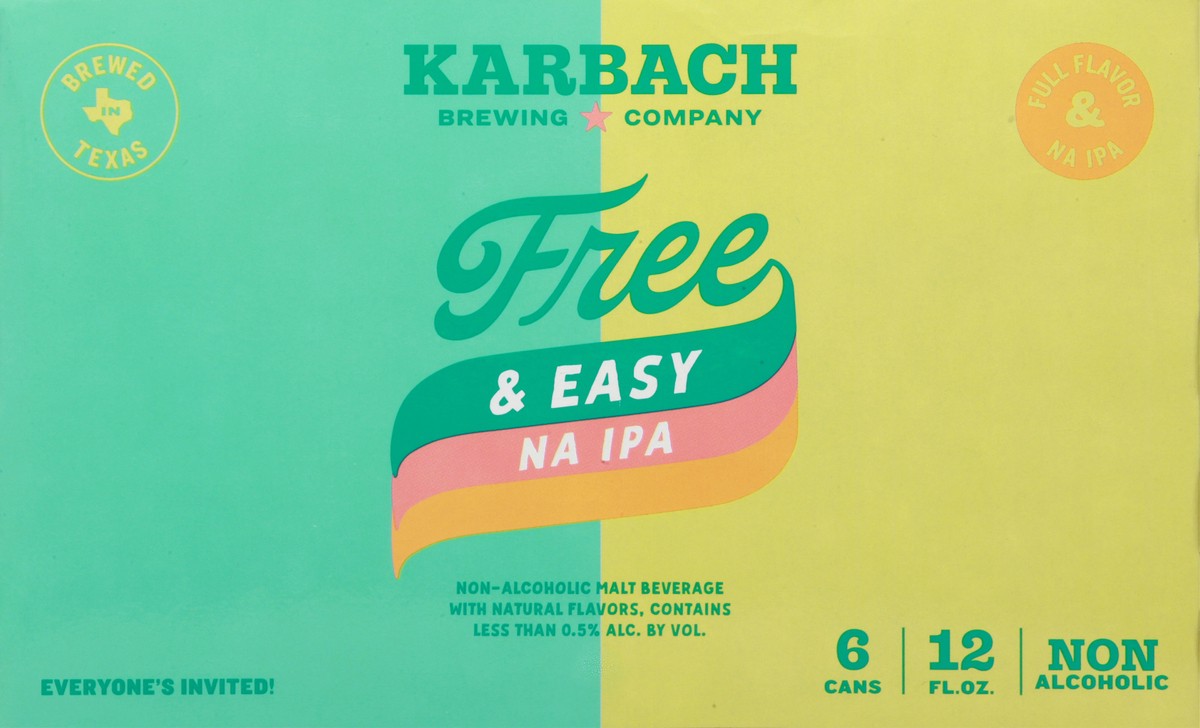 slide 1 of 9, Karbach Brewing Company Free & Easy NA IPA Beer 6-12 fl oz Cans, 6 ct; 12 fl oz