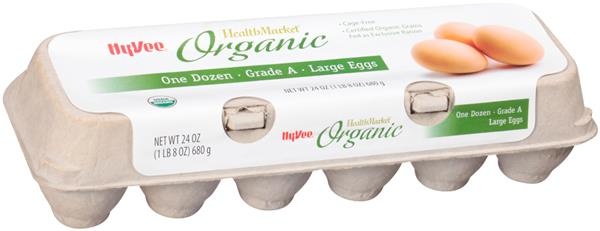 slide 1 of 1, Hy-vee Healthmarket, Organic Grade A Large Eggs, 1 doz