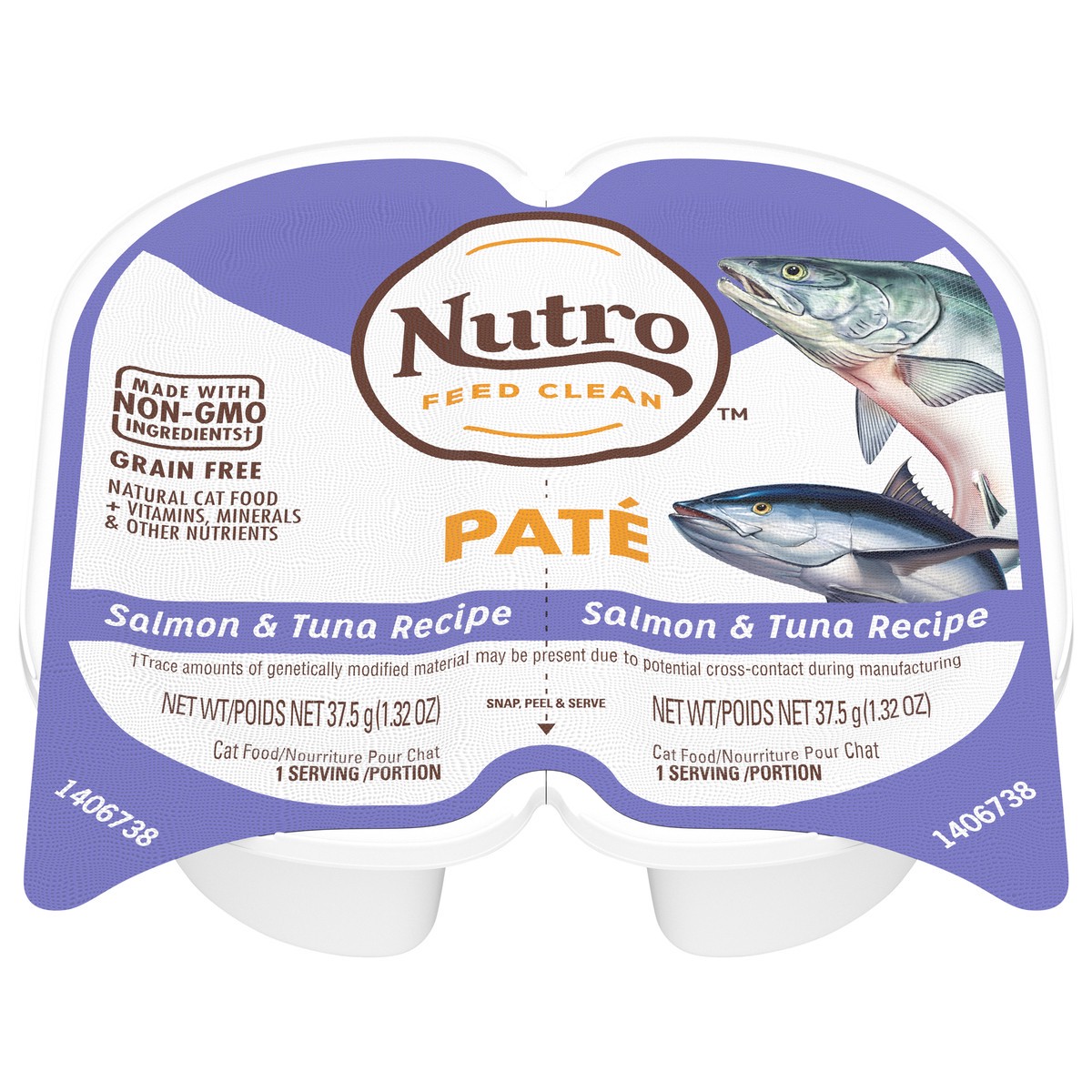 slide 1 of 4, Nutro Grain Free Natural Wet Cat Food Pate Salmon and Tuna Recipe Perfect Portions Twin-Pack Tray, 2.64 oz