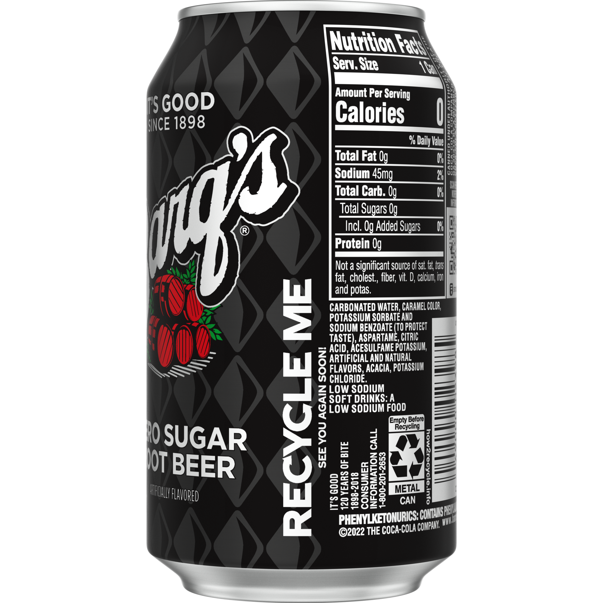 slide 2 of 5, Barq's Zero Sugar Root Beer Can, 12 fl oz, 12 fl oz