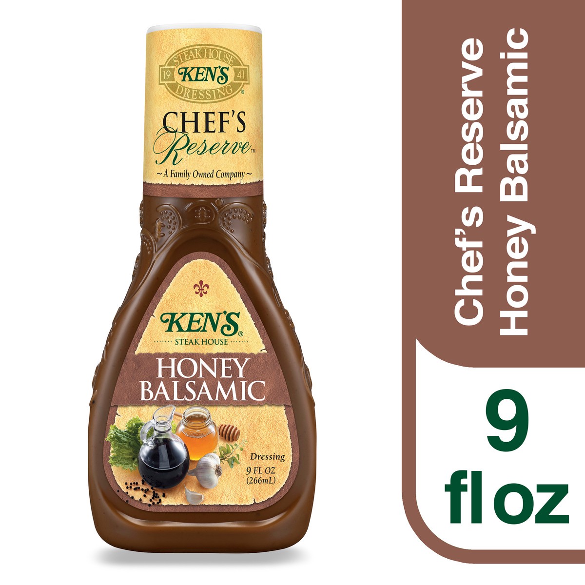 slide 1 of 11, Ken's Steak House Chef's Reserve Honey Balsamic Dressing 9 fl oz, 9 fl oz