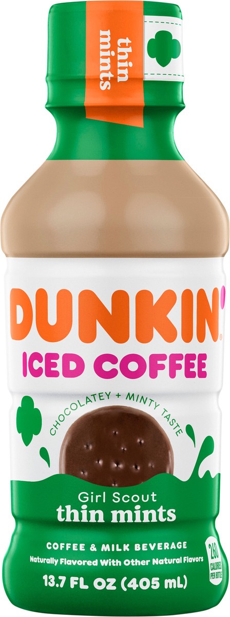 slide 4 of 7, Dunkin' Thin Mint Iced Coffee Bottle, 13.7 fl oz, 13.7 oz