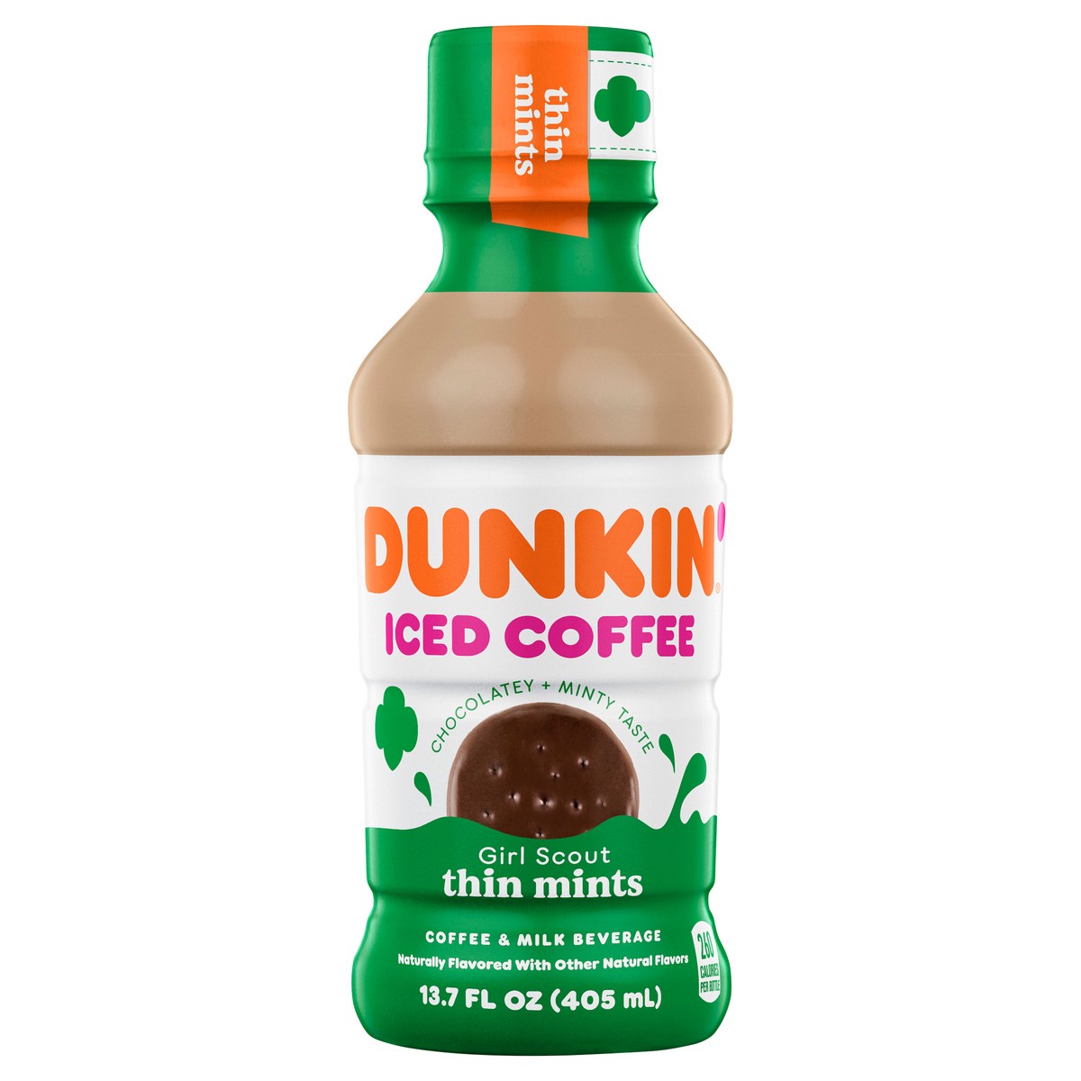 slide 1 of 7, Dunkin' Thin Mint Iced Coffee Bottle, 13.7 fl oz, 13.7 oz