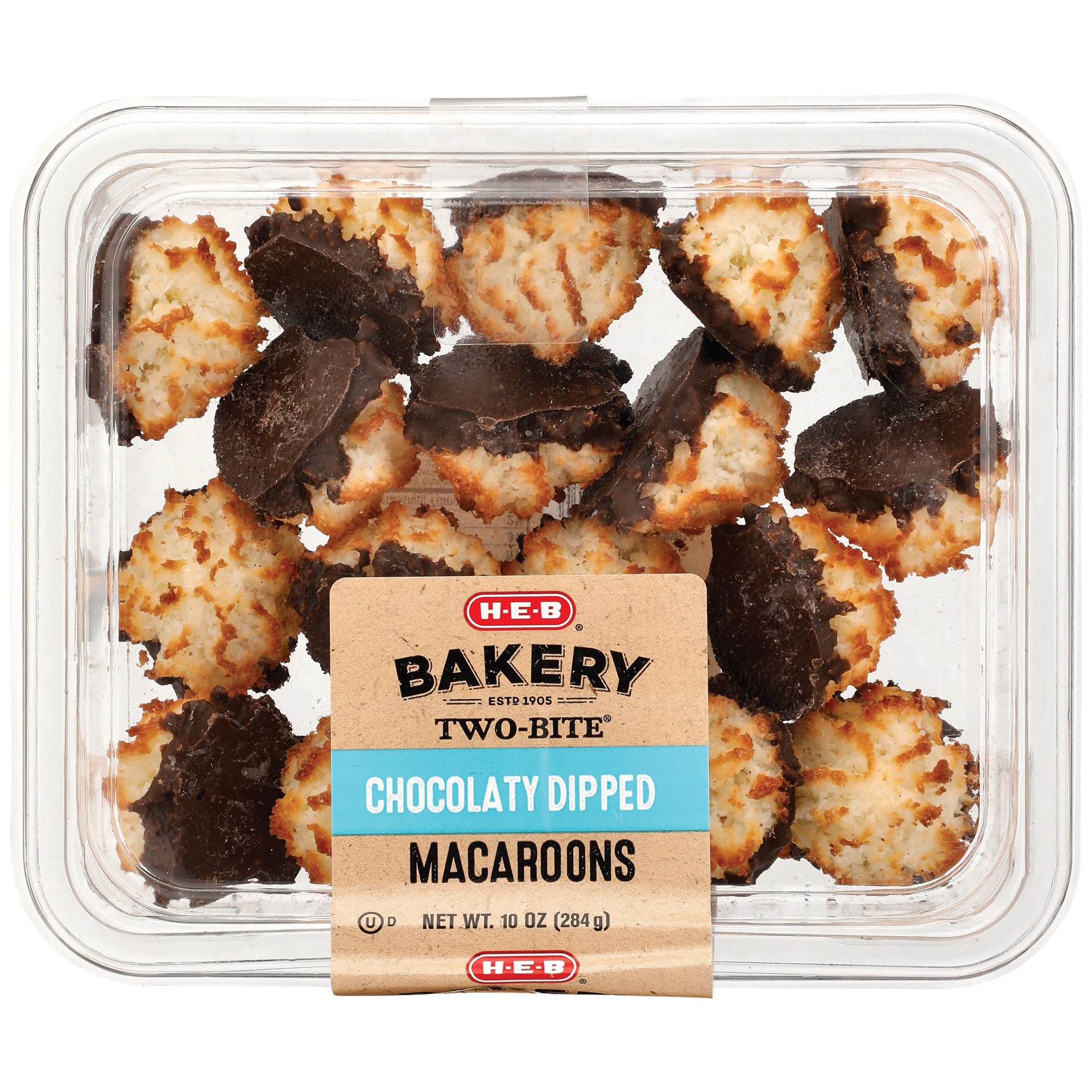 slide 1 of 1, H-E-B Chocolate Dipped Macaroons, 11.2 oz