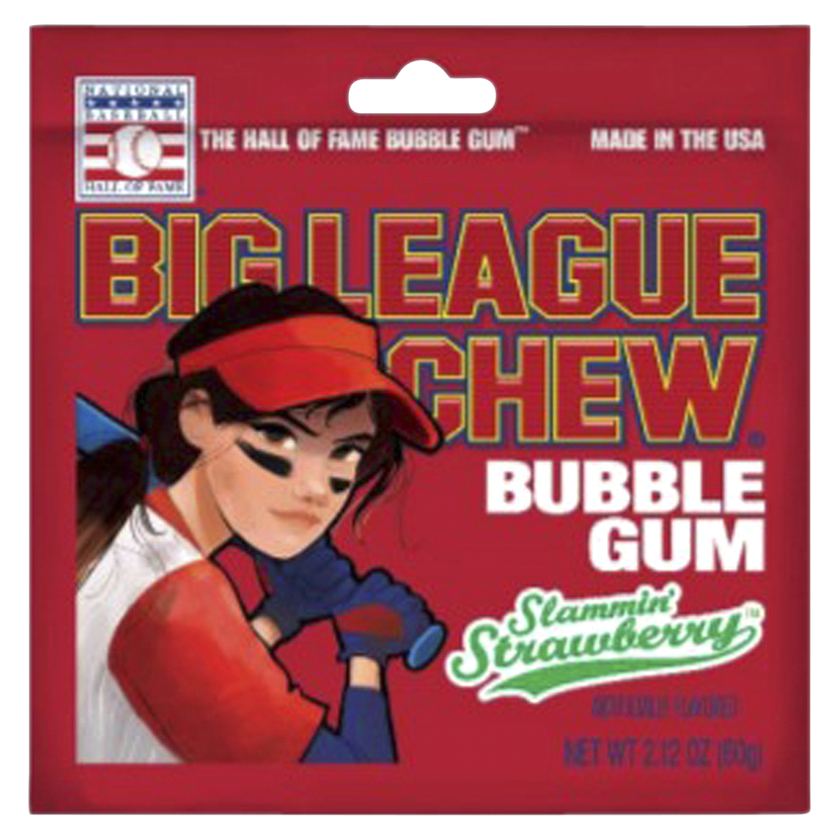 slide 1 of 1, Big League Chew Bubble Gum, Slamin Strawberry, 2.12 oz