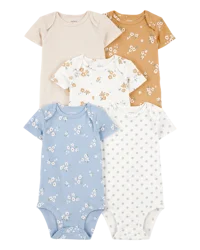 Carter's Baby 5-Pack Floral Short-Sleeve Cotton Bodysuits Multi 6M