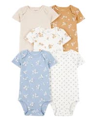 Carter's Baby 5-Pack Floral Short-Sleeve Cotton Bodysuits Multi 6M