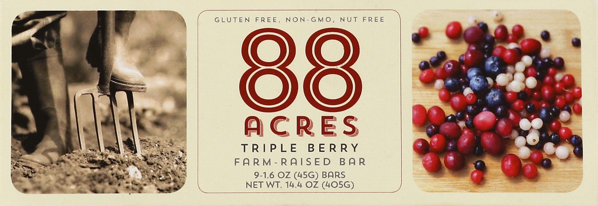 slide 4 of 4, 88 Acres Triple Berry Crumble Seed + Oat Bars 9 ea, 12 ct; 1.6 oz