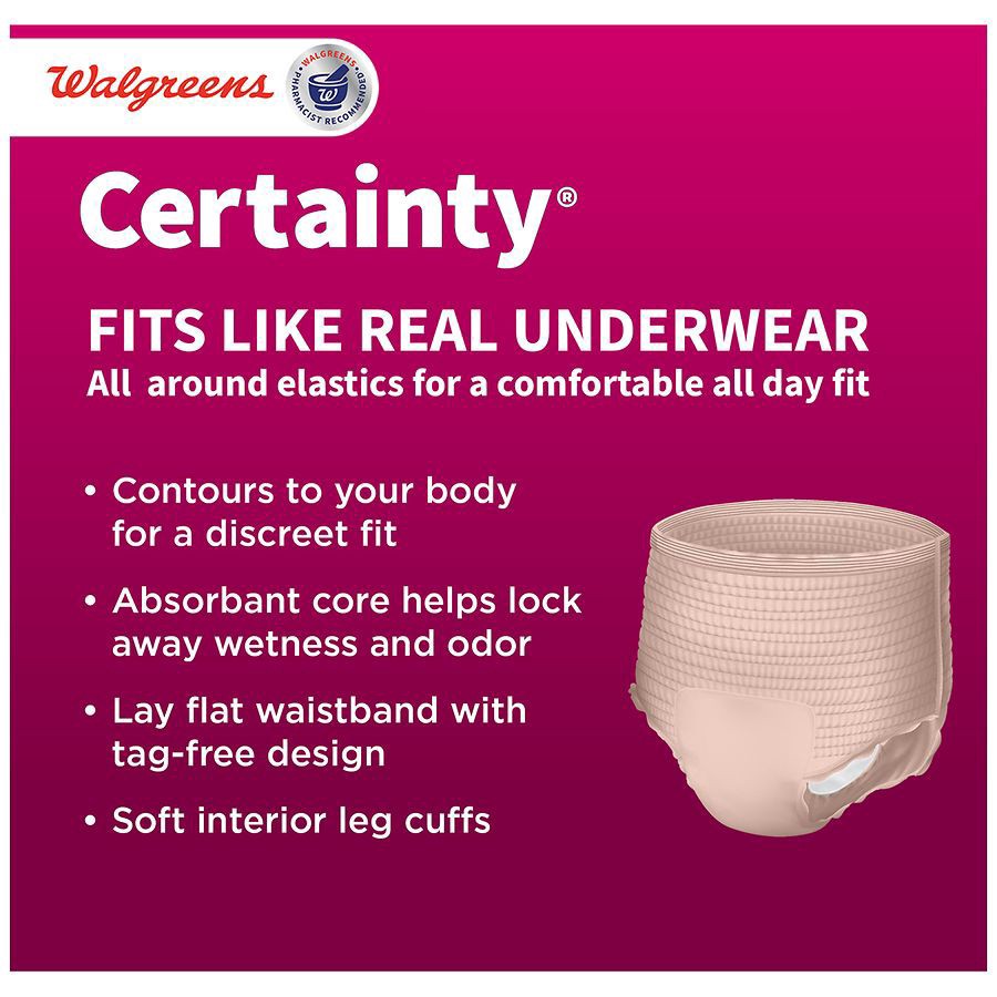 slide 2 of 5, Walgreens Certainty Women's ComfortLux Underwear Large, 40 ct