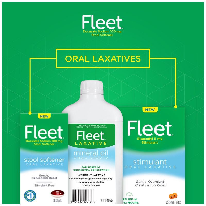 slide 6 of 7, Fleet Stool Softener Oral Laxative 25 Softgels, 25 ct