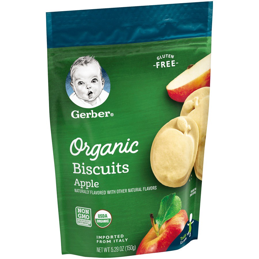 slide 8 of 9, Gerber 2nd Foods Organic Gluten Free Biscuits Graduatess, Apple, 5.29 oz Bag, 5.29 oz