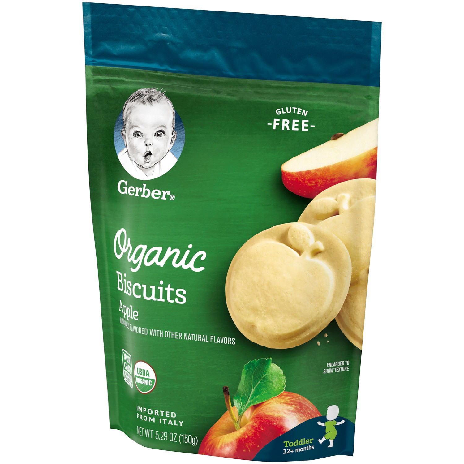 slide 2 of 9, Gerber 2nd Foods Organic Gluten Free Biscuits Graduatess, Apple, 5.29 oz Bag, 5.29 oz