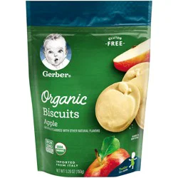 Gerber 2nd Foods Organic Gluten Free Biscuits Graduatess, Apple, 5.29 oz Bag
