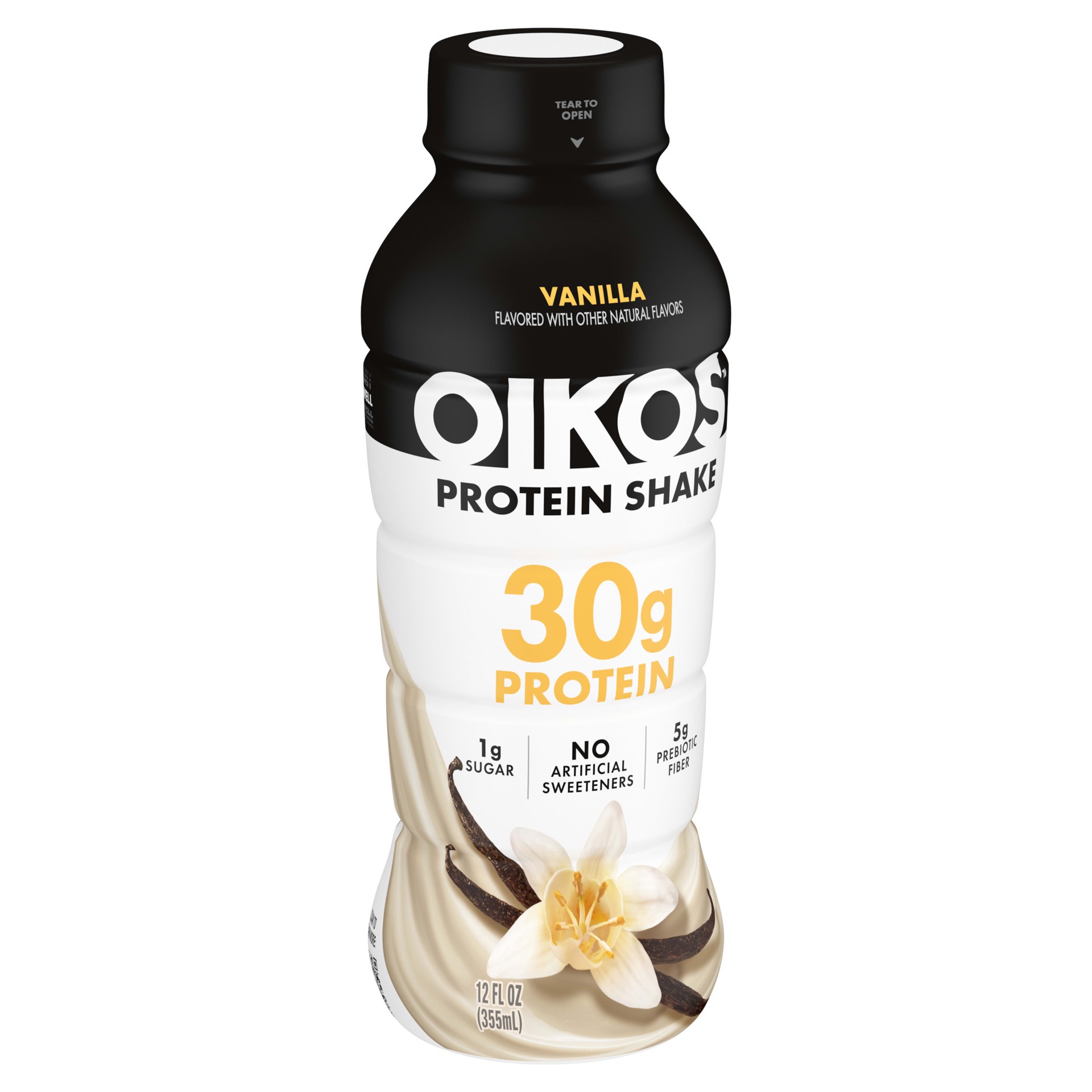 slide 2 of 5, Oikos Protein Shake, Vanilla, 30g Protein, Shelf Stable, 12 Fl Oz Bottle, 12 fl oz