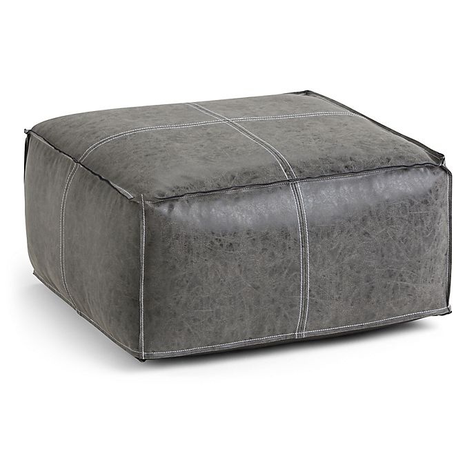 slide 1 of 6, Simpli Home Faux Leather Upholstered Barnett Ottoman - Distressed Black, 1 ct