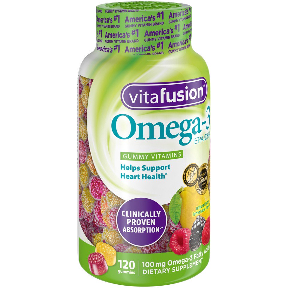slide 3 of 3, vitafusion Omega-3 EPA/DHA Vitamin Gummies - Raspberry Lemonade, 120 ct