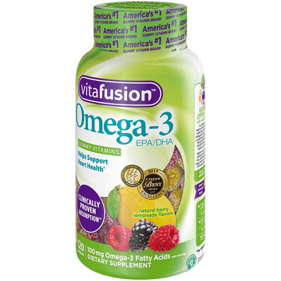 slide 2 of 3, vitafusion Omega-3 EPA/DHA Vitamin Gummies - Raspberry Lemonade, 120 ct