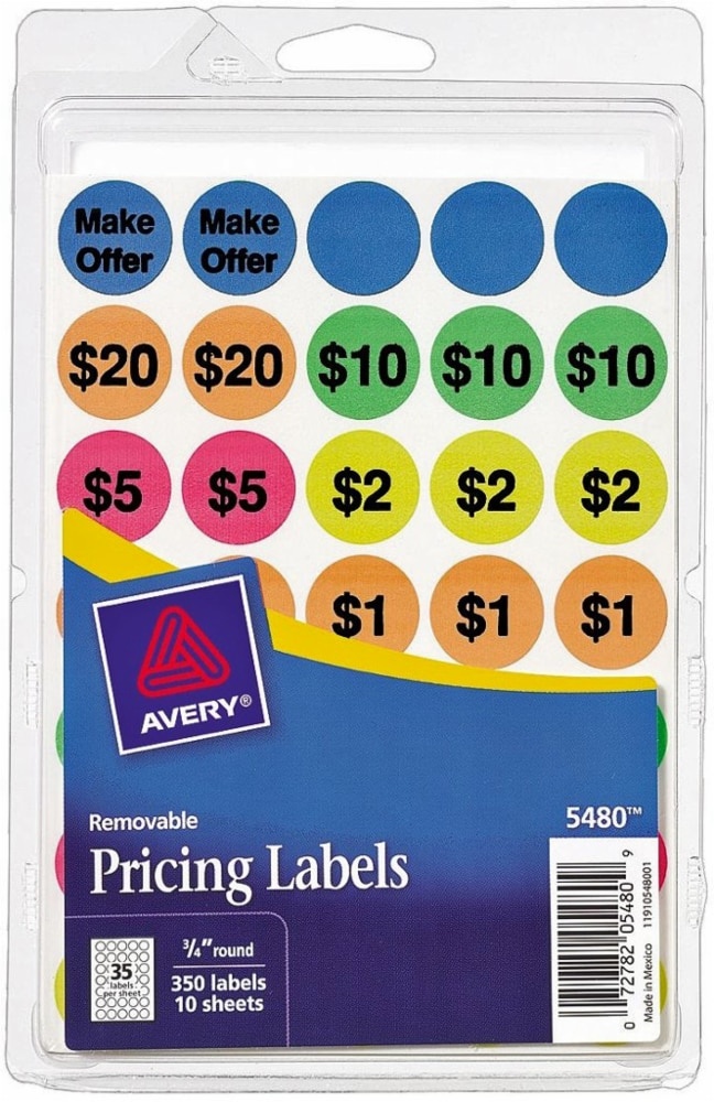 slide 1 of 1, Avery Peel Stick Labels, 0.75 in