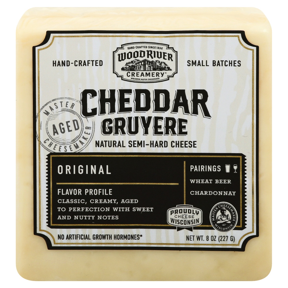 slide 1 of 2, Wood River Creamery Original Cheddar Gruyere Cheese 8 oz, 8 oz