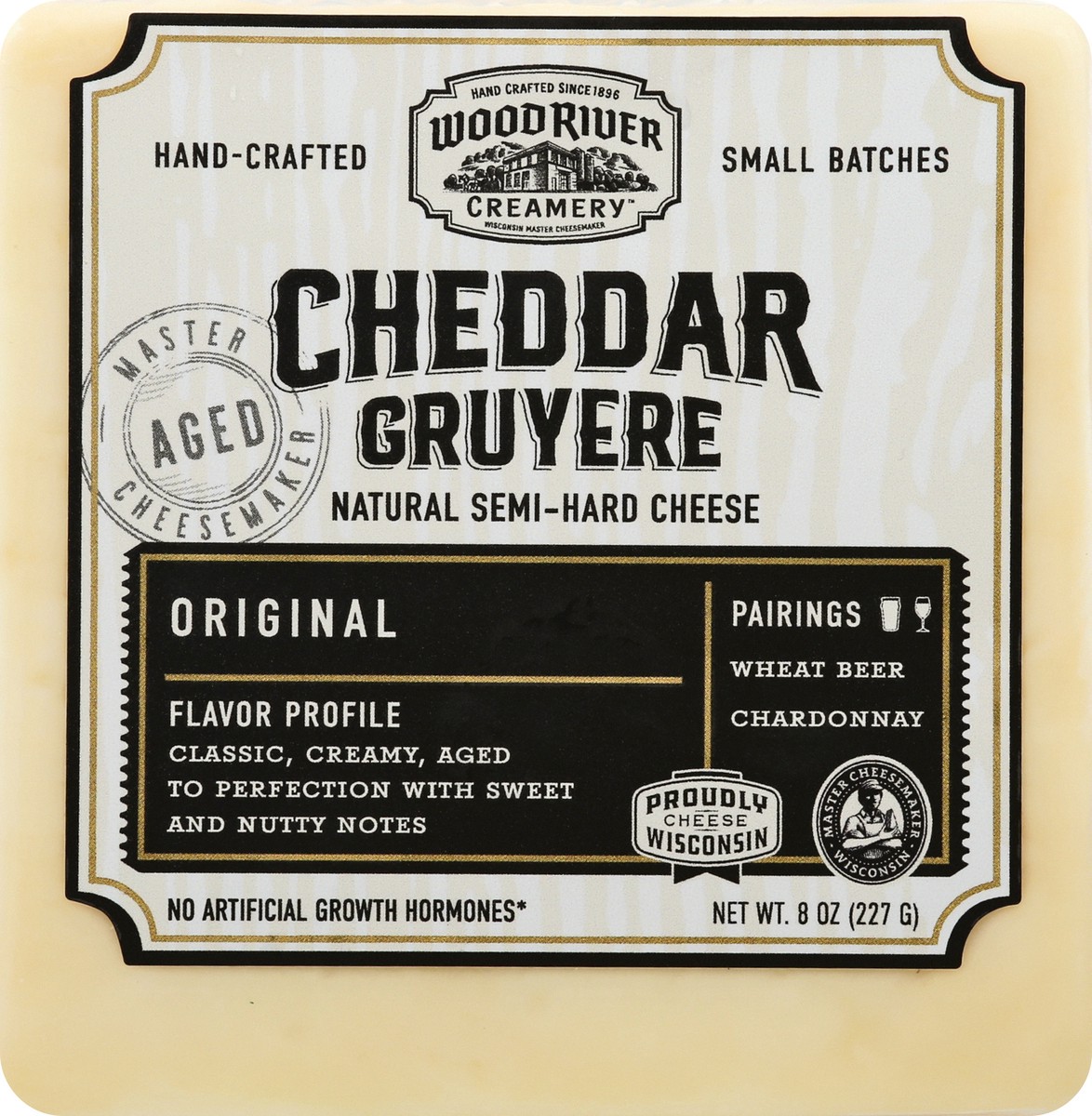 slide 2 of 13, Wood River Creamery Original Cheddar Gruyere Cheese 8 oz, 8 oz