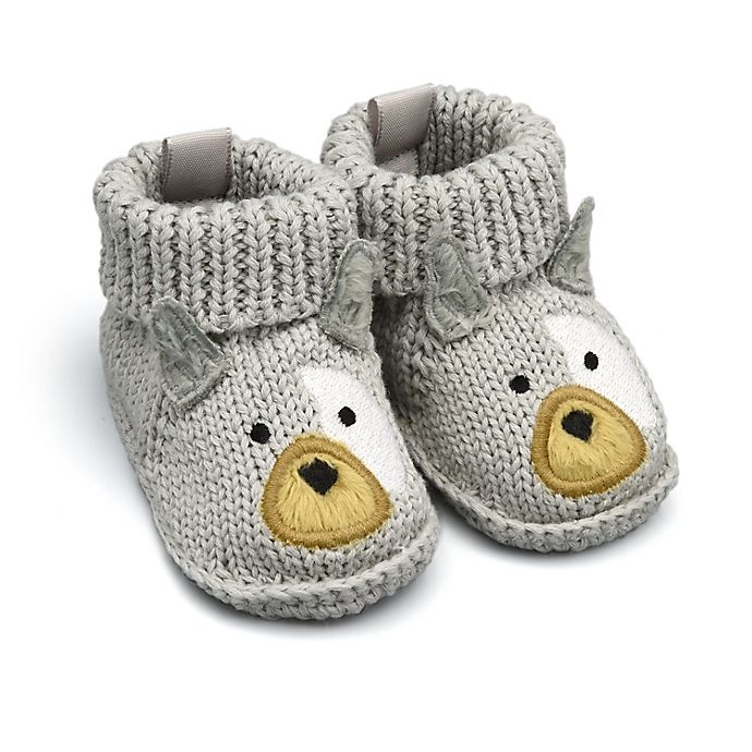 slide 1 of 1, goldbug Crochet Knit Newborn Frenchie Booties - Grey, 1 ct