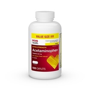 slide 1 of 1, CVS Health Pain Relief Caplets Extra Strength Value Size 500 Mg, 1000 Ct, 1000 ct