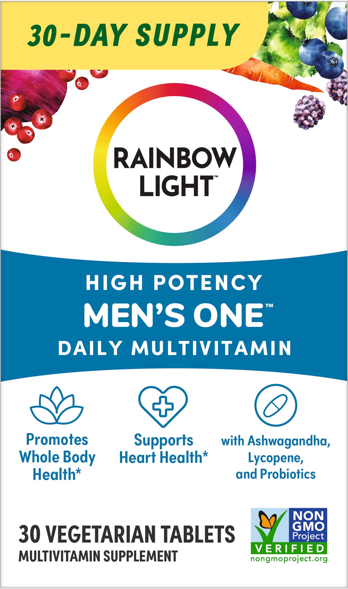 slide 1 of 5, Rainbow Light Men's One High-Potency Men's Daily Multivitamin, 30 Count, 1 Bottle, 30 ct