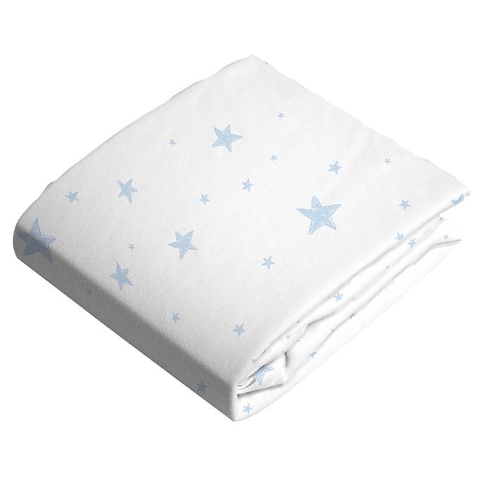 slide 2 of 2, Kushies Cotton Flannel Fitted Bassinet Sheet Blue Scribble Stars, 1 ct
