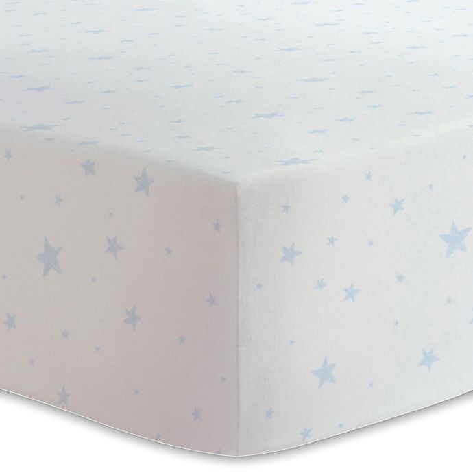slide 1 of 2, Kushies Cotton Flannel Fitted Bassinet Sheet Blue Scribble Stars, 1 ct