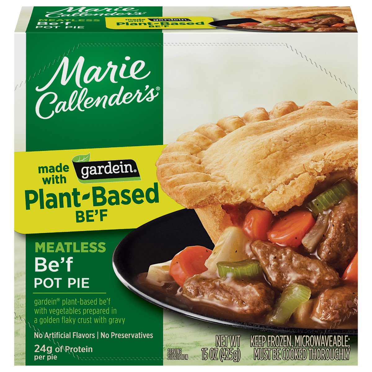 slide 1 of 5, Marie Callender's Meatless Be'f Pot Pie 15 oz, 15 oz