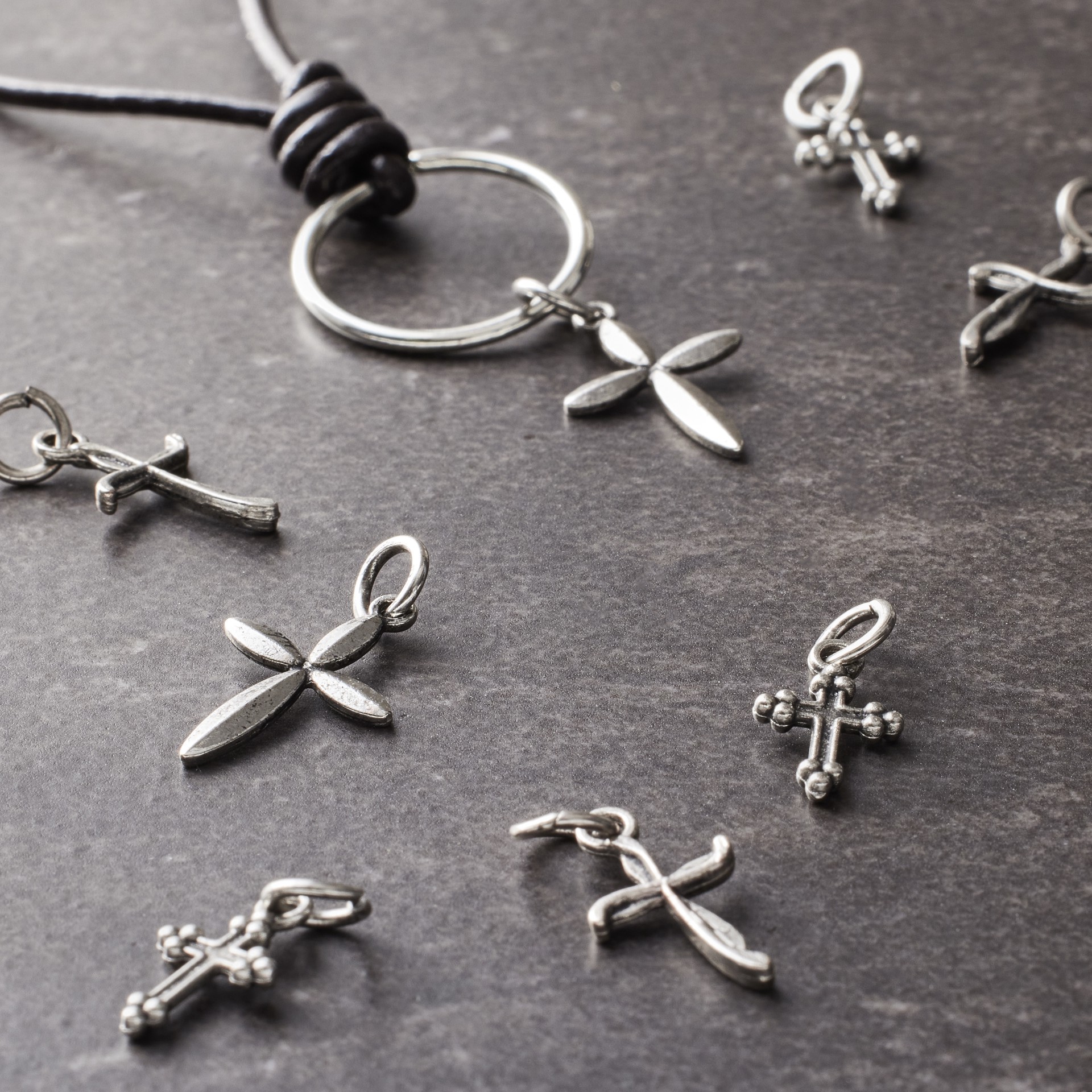 slide 2 of 2, Rhodium-Colored Cross Charm Mix By Bead Landing, 1 ct