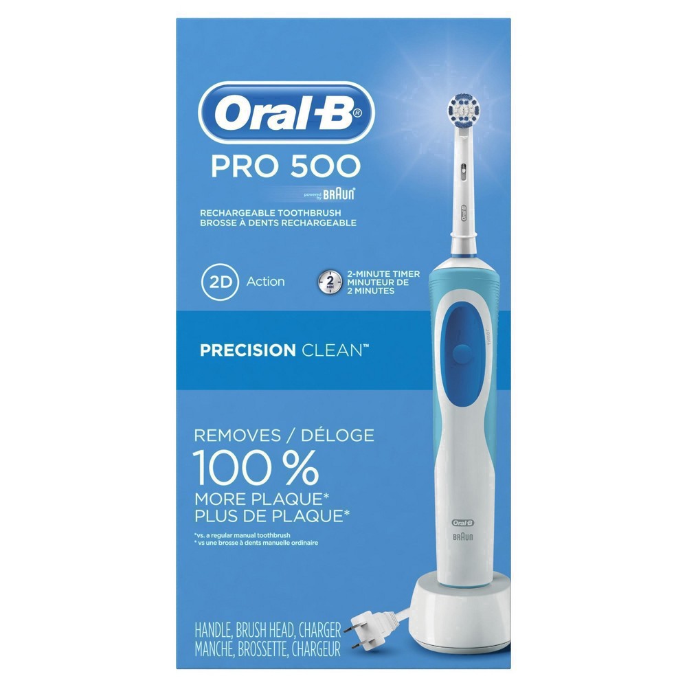 slide 37 of 39, Oral-B Pro 500 Precision Clean Electric Rechargeable Toothbrush, 1 ct