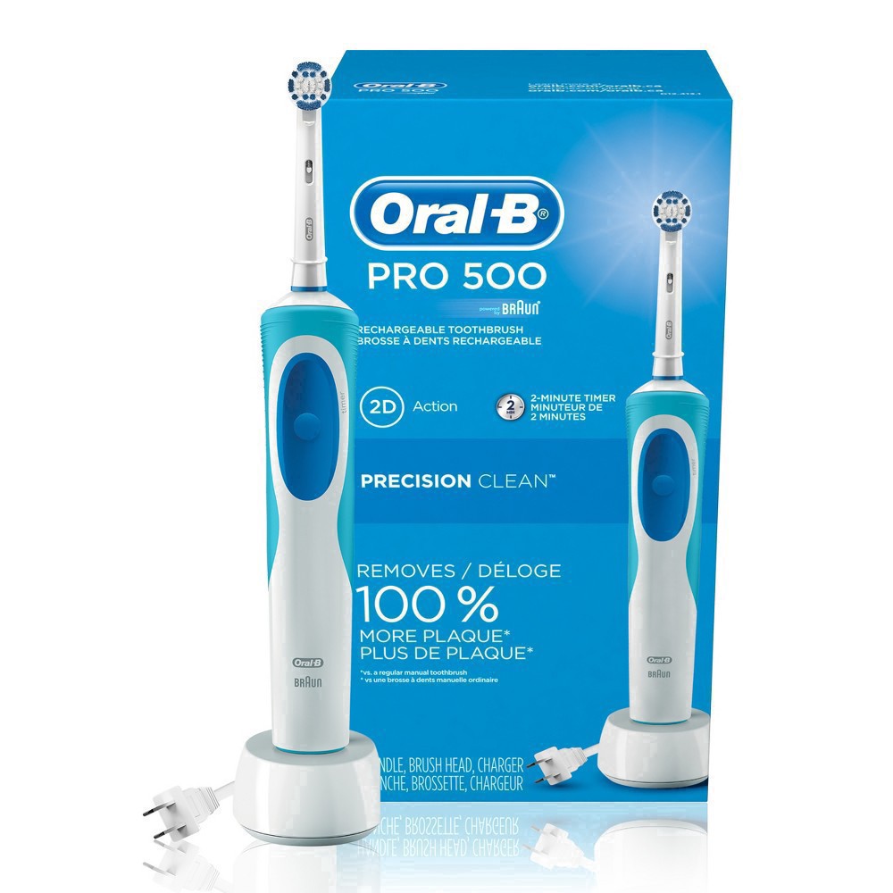 slide 38 of 39, Oral-B Pro 500 Precision Clean Electric Rechargeable Toothbrush, 1 ct