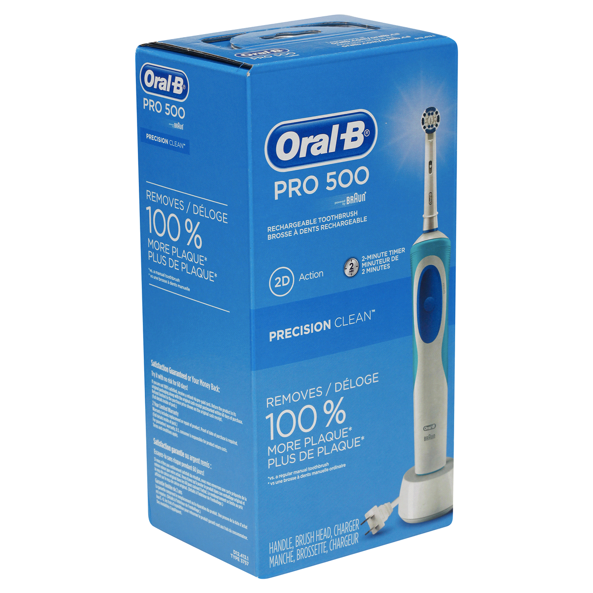 slide 18 of 39, Oral-B Pro 500 Precision Clean Electric Rechargeable Toothbrush, 1 ct