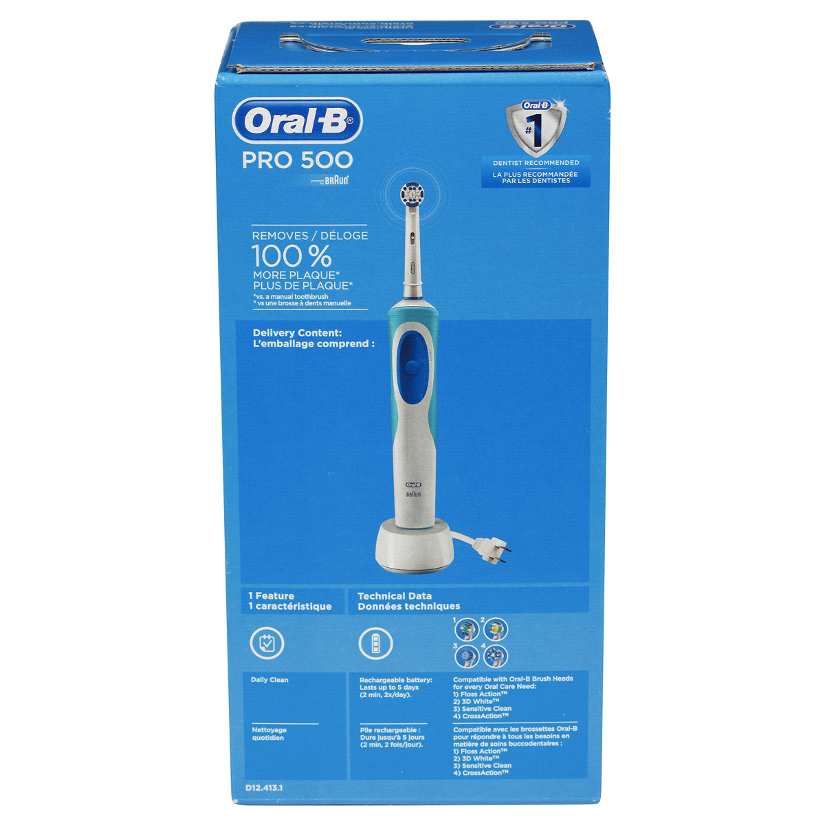 slide 17 of 39, Oral-B Pro 500 Precision Clean Electric Rechargeable Toothbrush, 1 ct