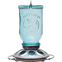 Perky-Pet Mason Jar Glass Wild Bird Feeder - Blue