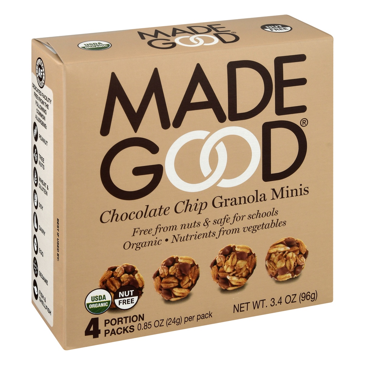 slide 2 of 10, MadeGood Organic Chocolate Chip Granola Minis, 4 ct; 0.85 oz