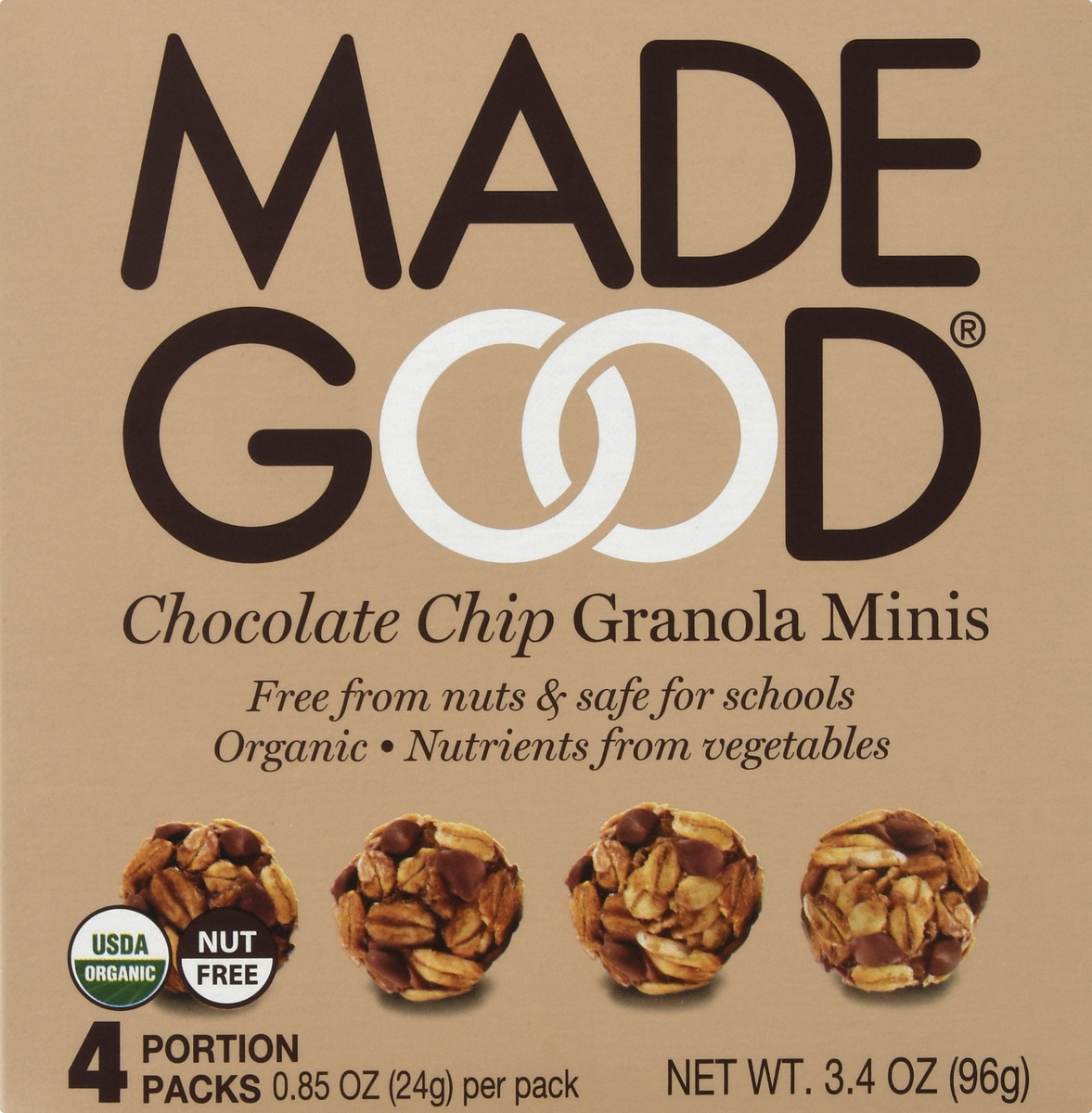 slide 9 of 10, MadeGood Organic Chocolate Chip Granola Minis, 4 ct; 0.85 oz