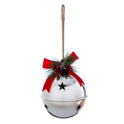 slide 1 of 2, 9.25" Jingle Bell With Star Cutouts Hanging Decor By Ashland, 7.5 in x 7.5 in x 9.25 in