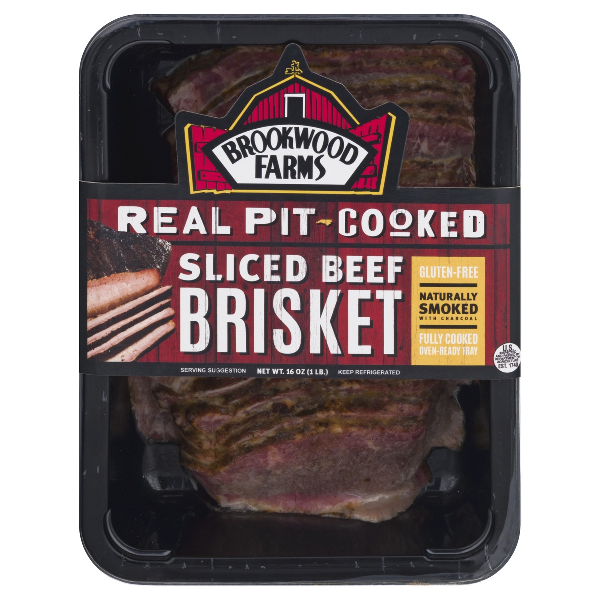 slide 1 of 1, Brookwood Farms Sliced Beef Brisket 16 oz, 16 oz